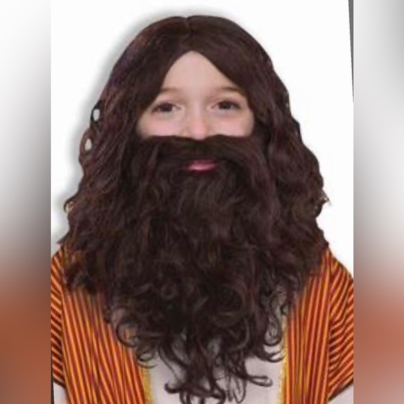 Brown Wig and Beard with attached Mustache costume set - Picture 1 of 7